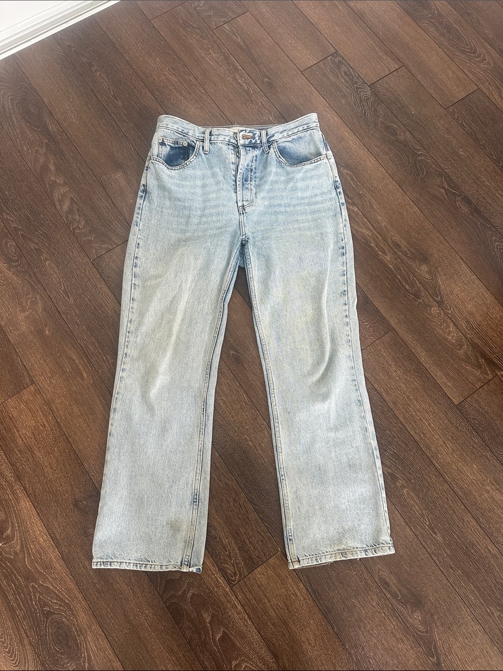 Topshop PETITE Pale Blue Straight Leg Jeans